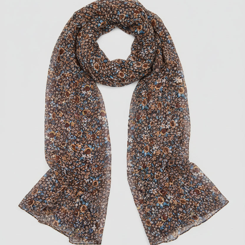 foulard en coton liberty imprimé floral couleur marron