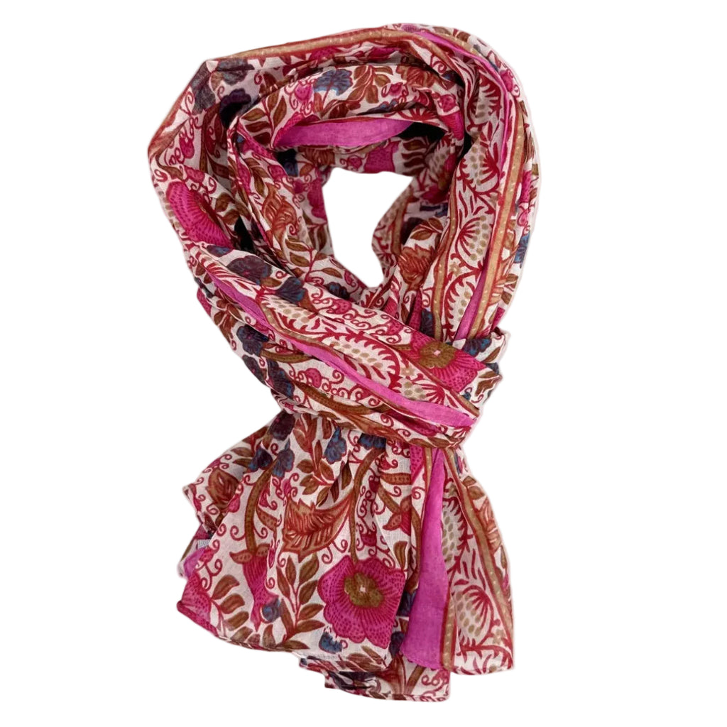 foulard coton naturel imprimés fleuris artisanaux