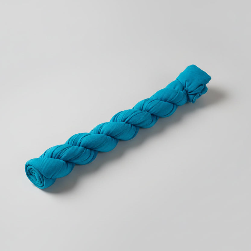 Foulard coton uni couleur turquoise twisté