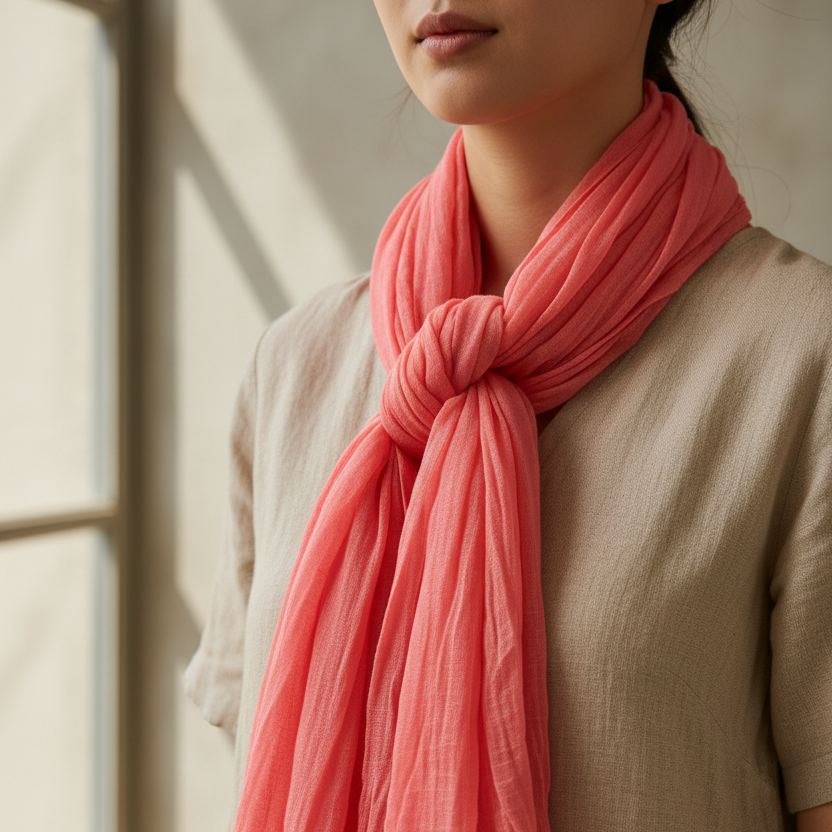 Foulard coton uni couleur papaye certifié azo free