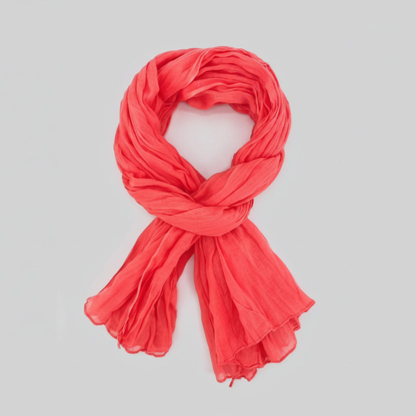 Foulard coton uni couleur papaye