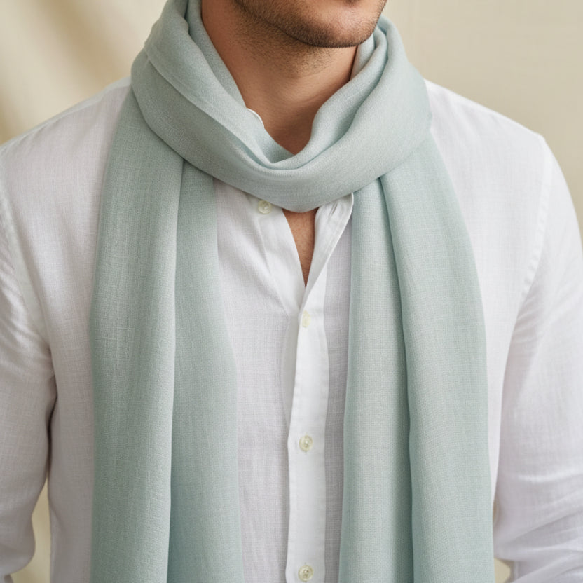 Foulard étole 100% lin couleur gris perle unisexe