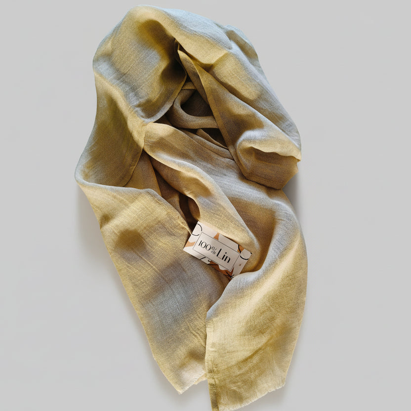 Foulard étole 100% lin couleur beige naturel pour homme et femme