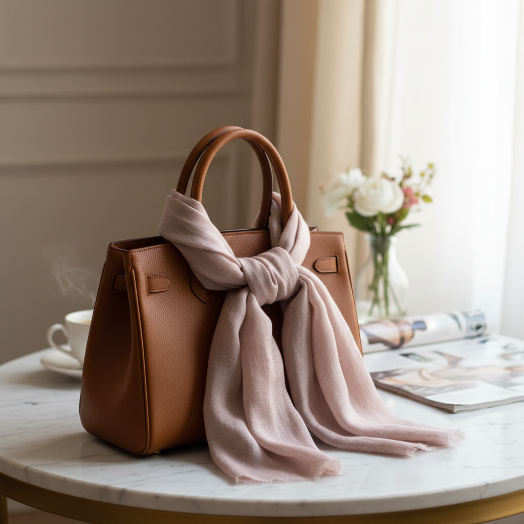 Foulard étole 100% lin couleur rose poudré pour femme