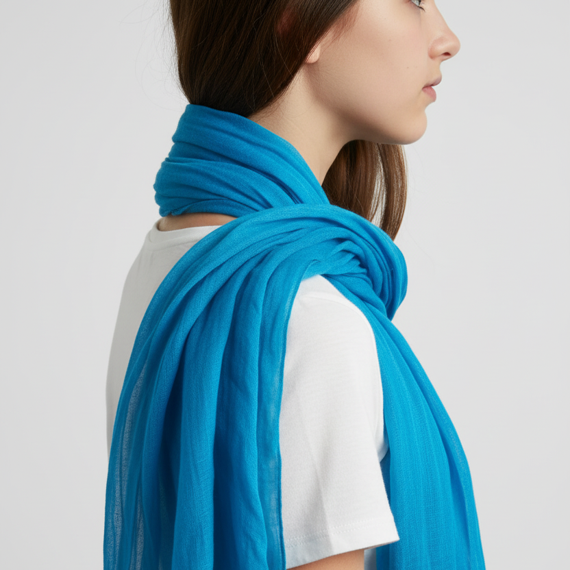 Foulard paréo coton uni couleur turquoise certifié AZO free