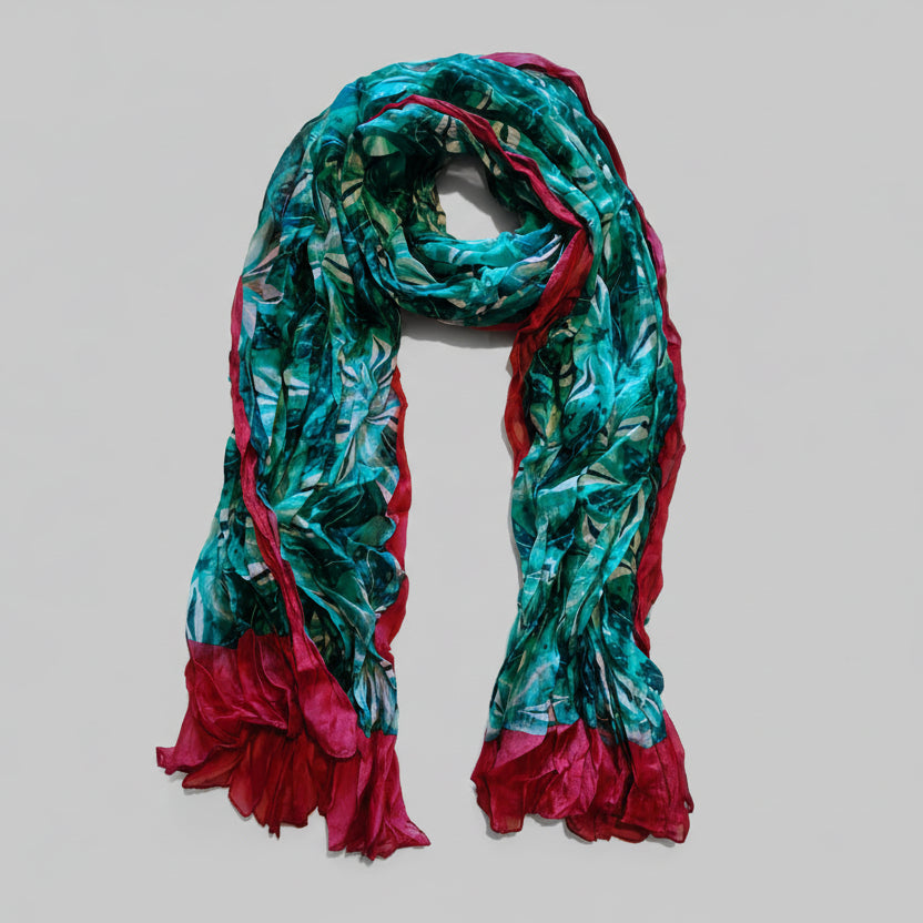 Foulard 100% soie éclat d'azur couleur turquoise
