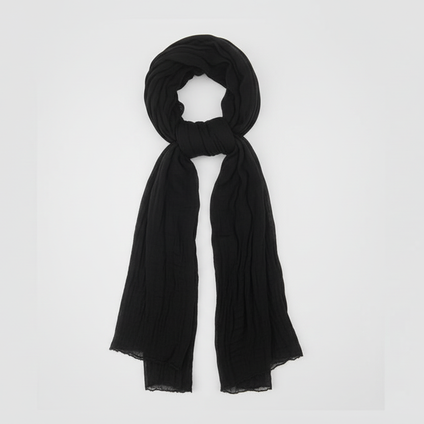 Foulard paréo noir en coton certifié AZO free