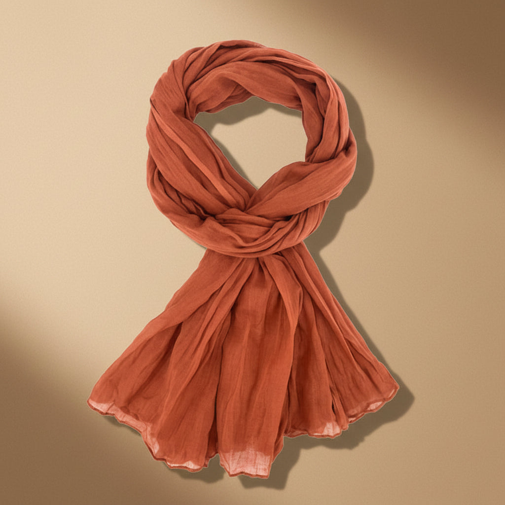 Foulard uni coton terre cuite