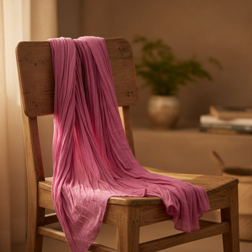 Foulard coton uni rose cachemire